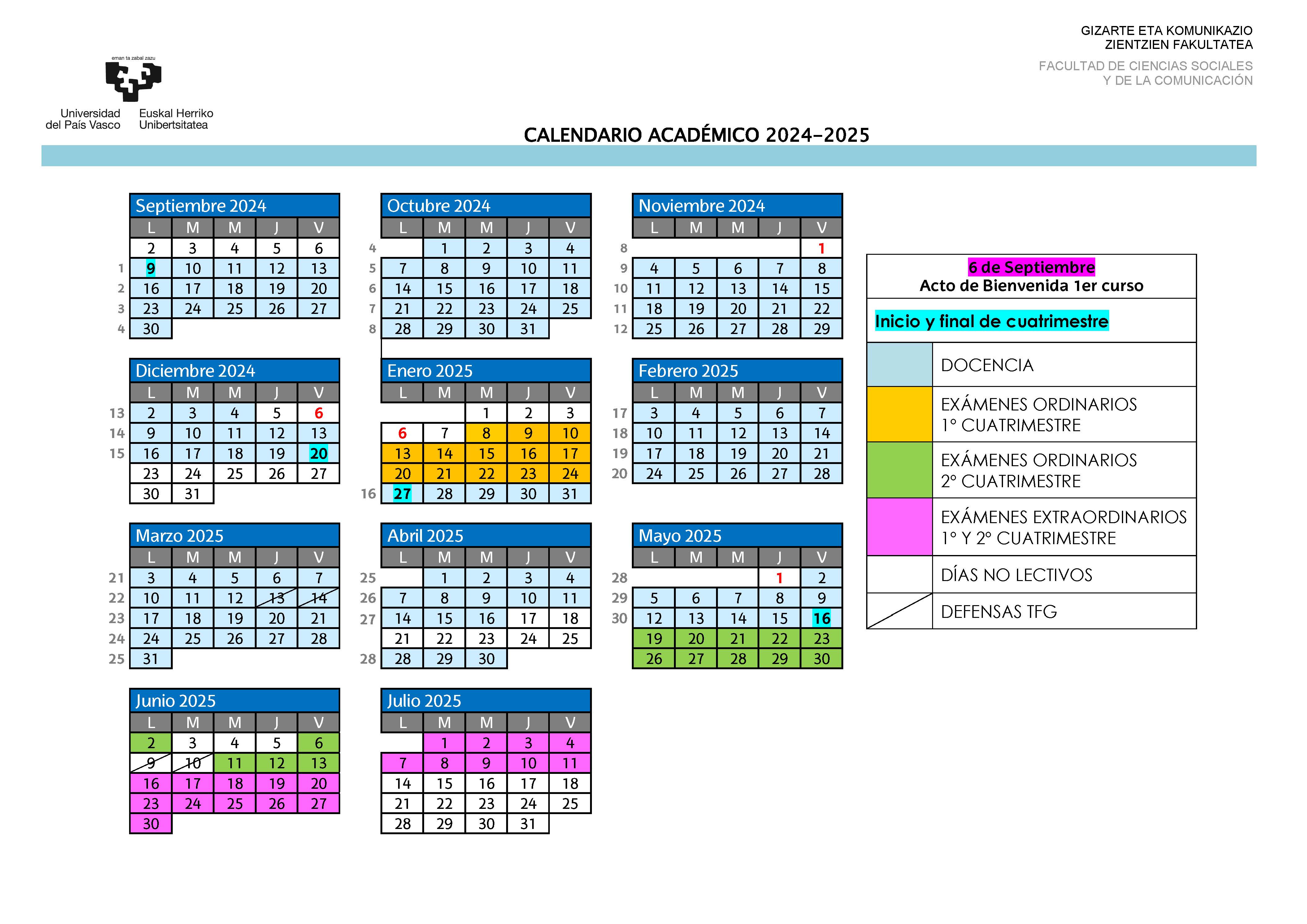 Calendario Académico 2024/2025