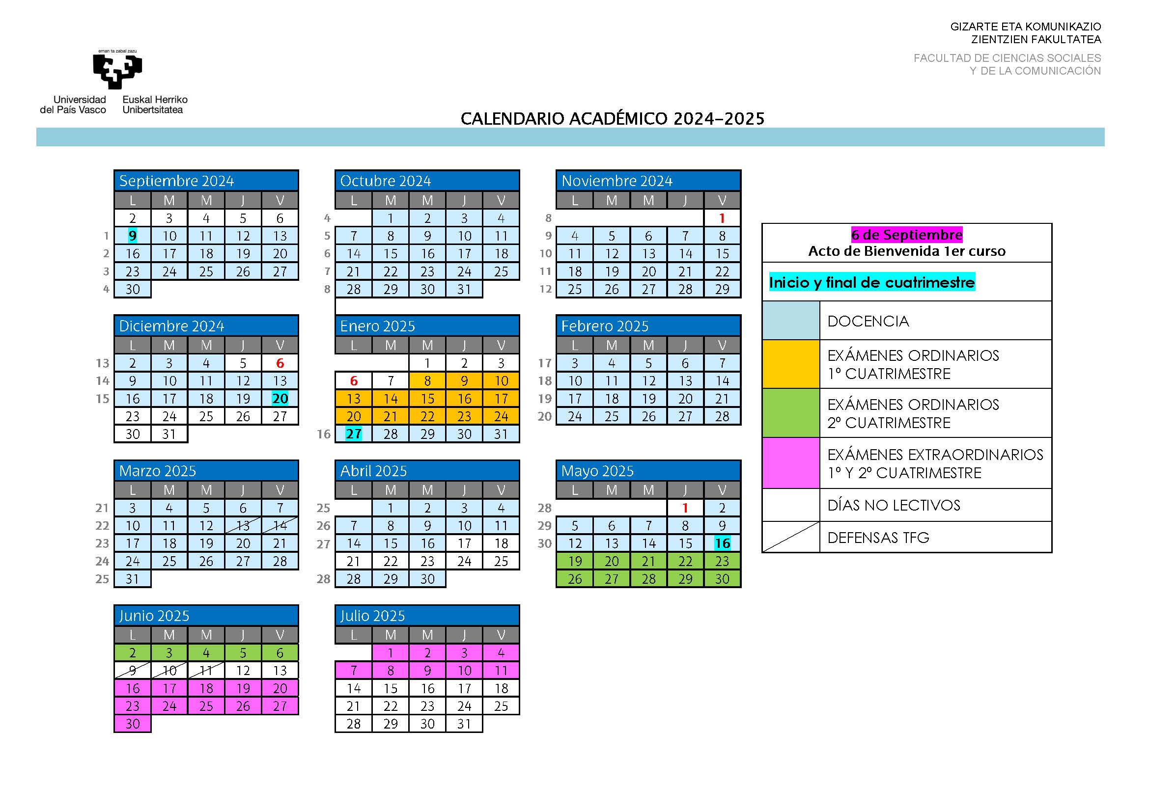 Calendario Académico 2024/2025