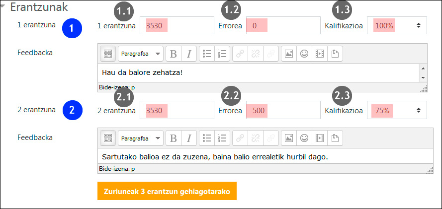 Errore-marjinaren konfigurazioa eta bere penalizazioa