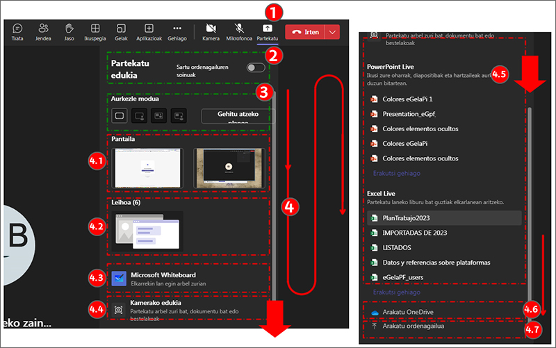Irudiak edukia partekatzeko aukerak erakusten ditu