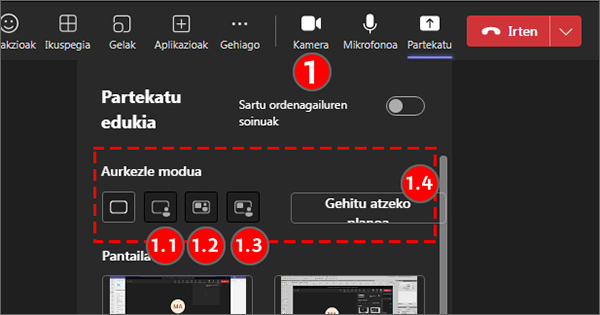 Irudiak edukia modu moderatzailean partekatzeko aukerak erakusten ditu