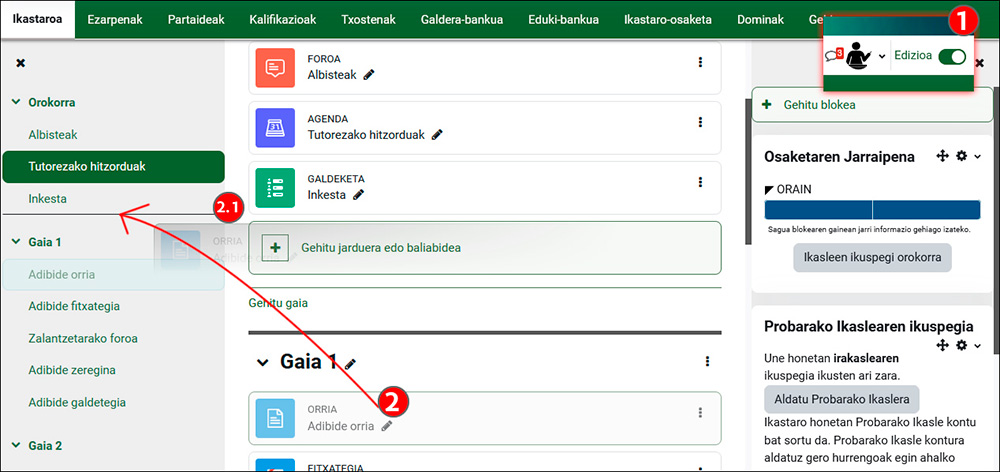 Irudiak erakusten du nola alda daitekeen jardueren kokapena