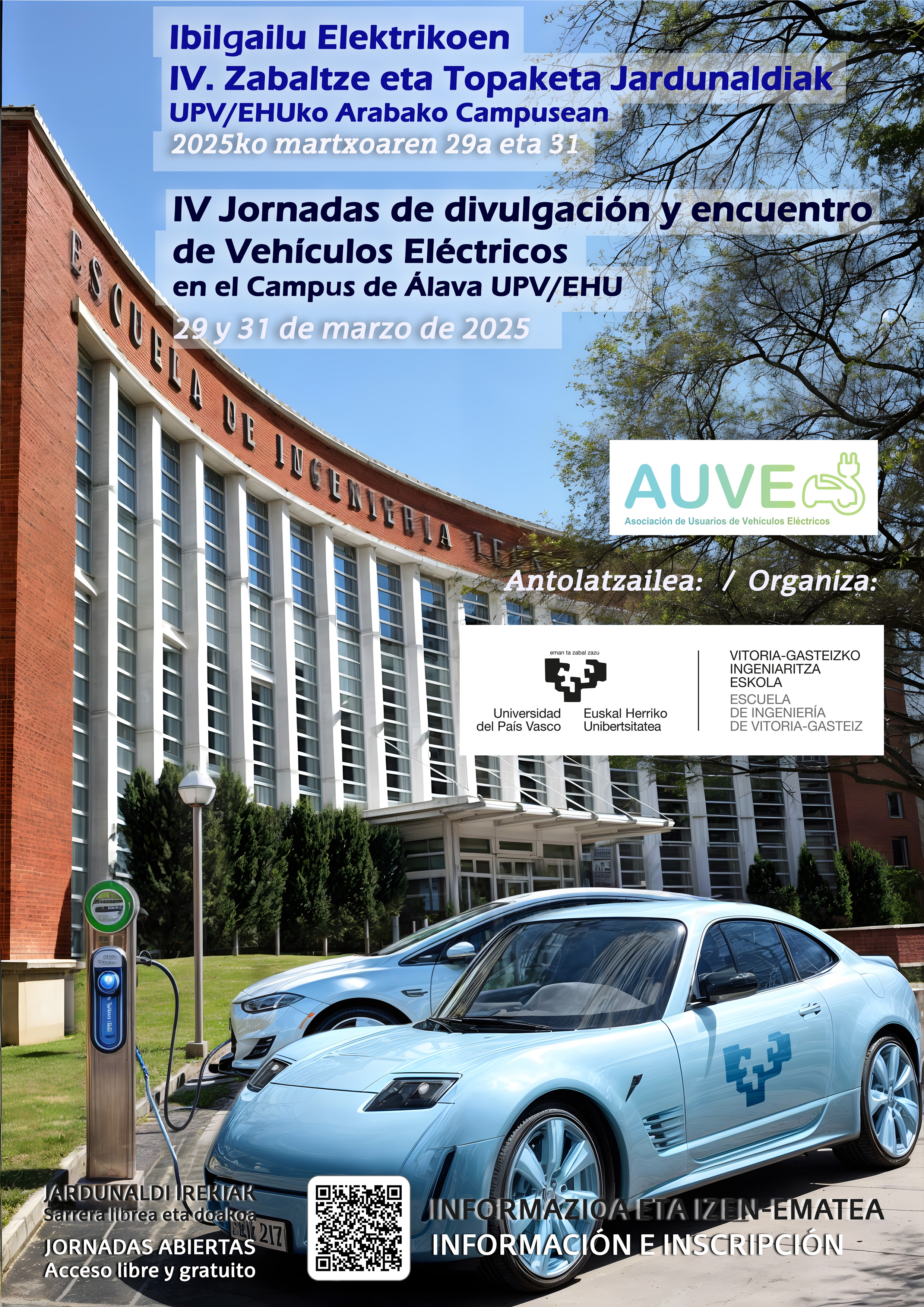 Cartel de las Jornadas sobre Vehículos Electrico 2025