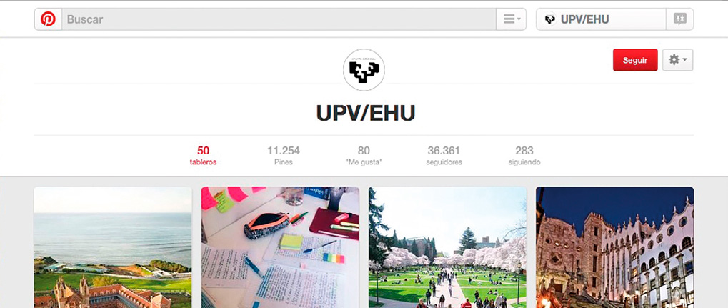 UPV/EHUren Pinterest-eko irudia