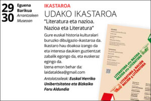 Bermeo, Abuztuak 29-30, LITERATURA eta NAZIOA ikastaroaz